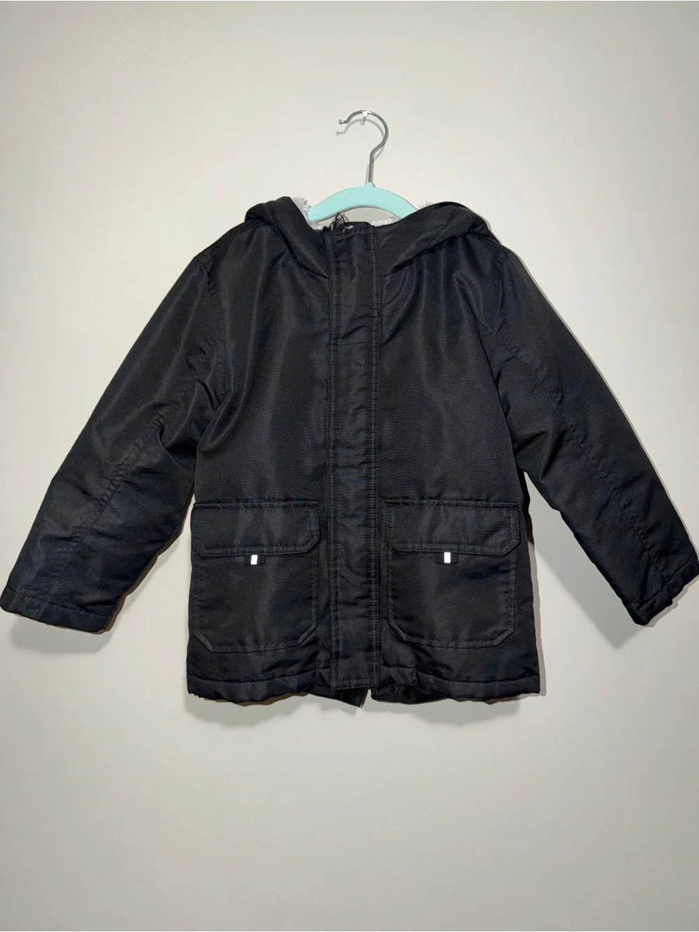 wonder nation Black Hooded Puffer Coat for Kids